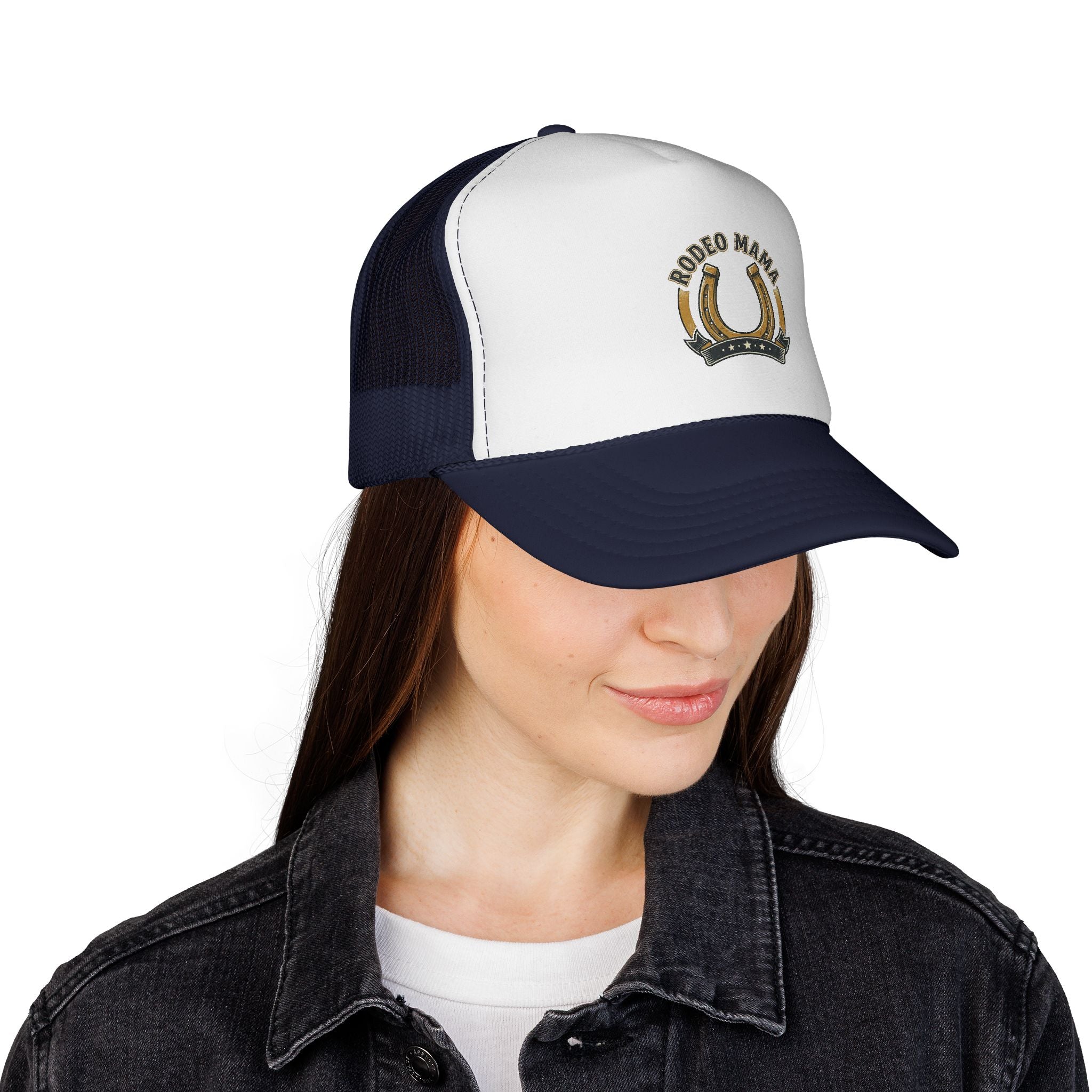 Rodeo Mama Trucker Cap – Western Horseshoe Mesh Hat
