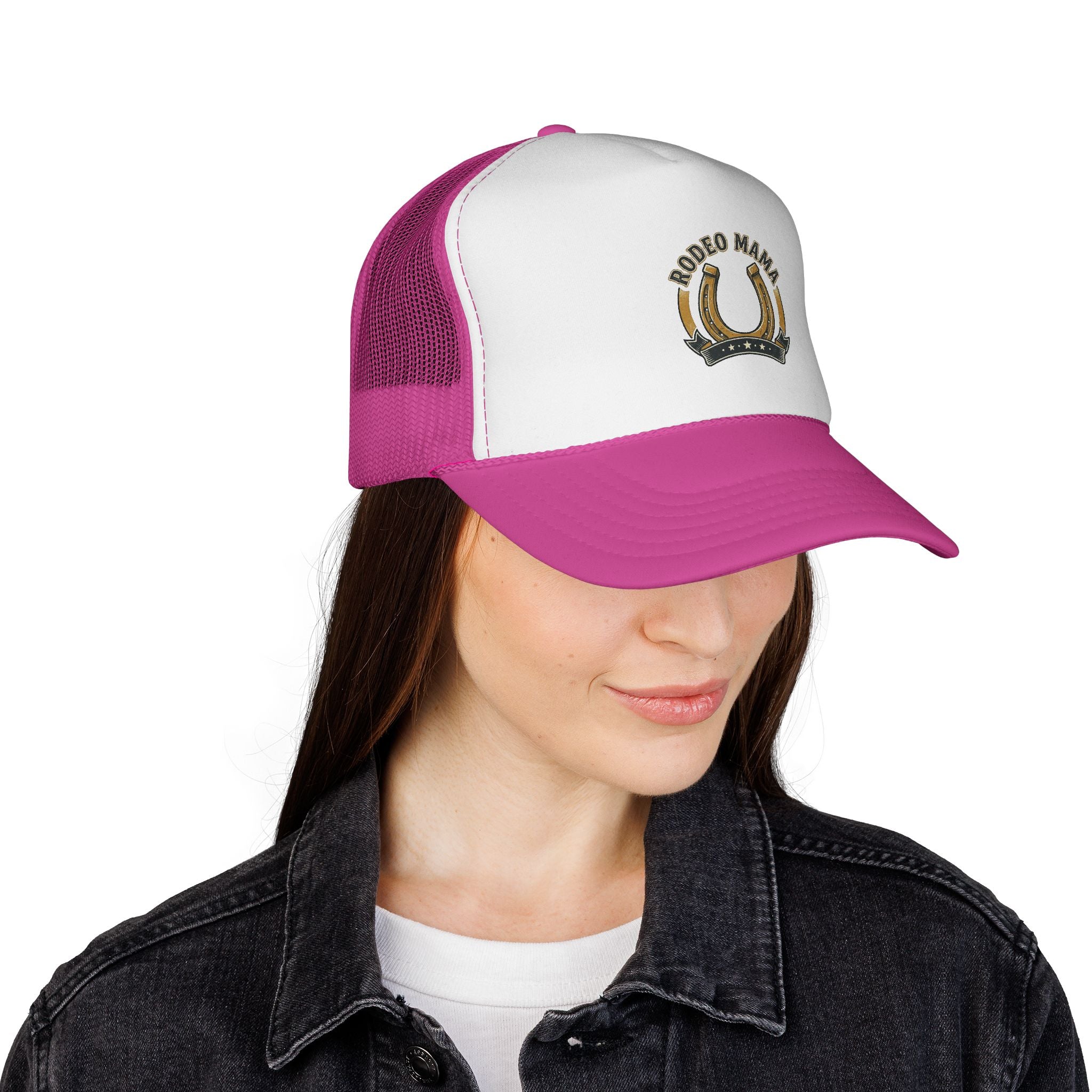 Rodeo Mama Trucker Cap – Western Horseshoe Mesh Hat