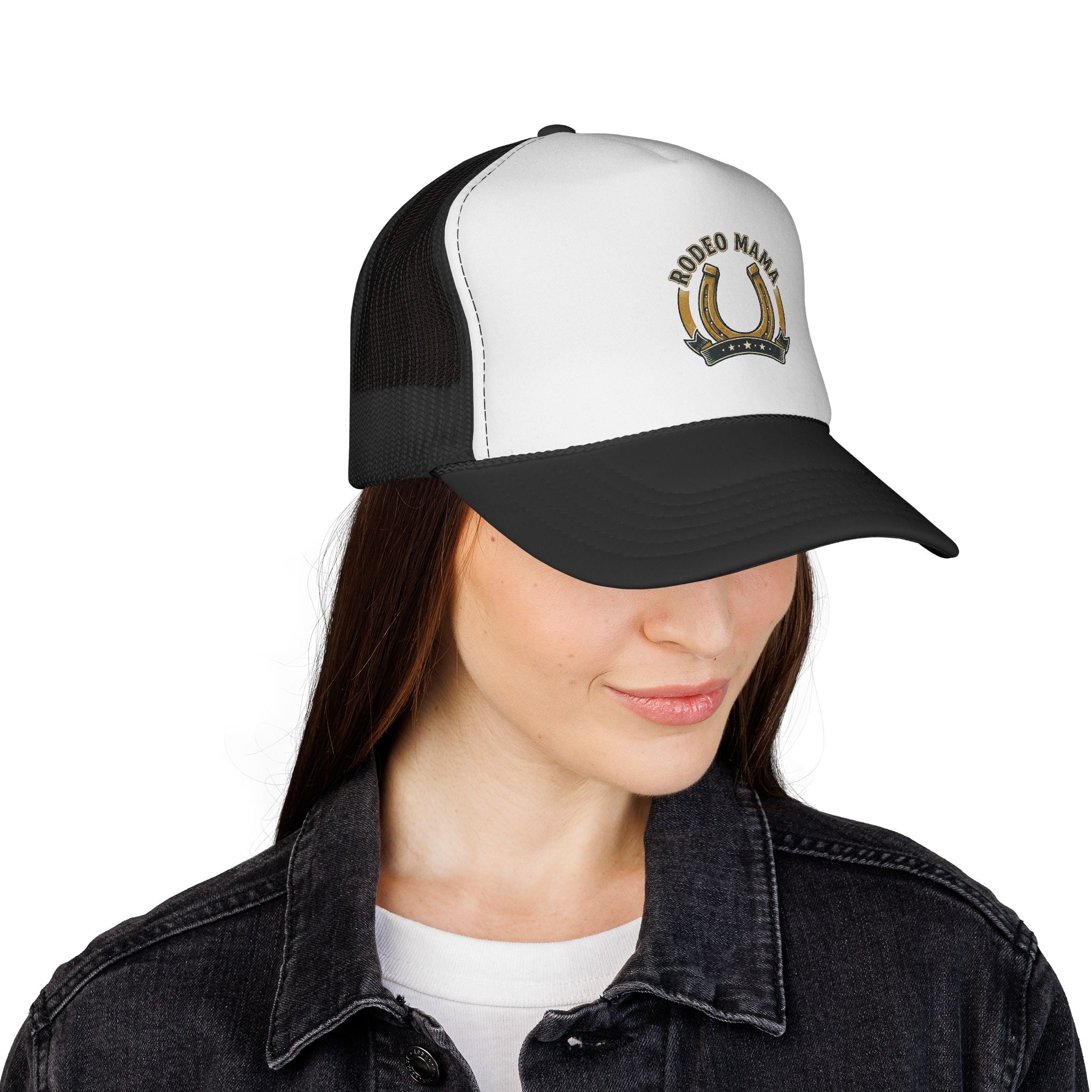 Rodeo Mama Trucker Cap – Western Horseshoe Mesh Hat
